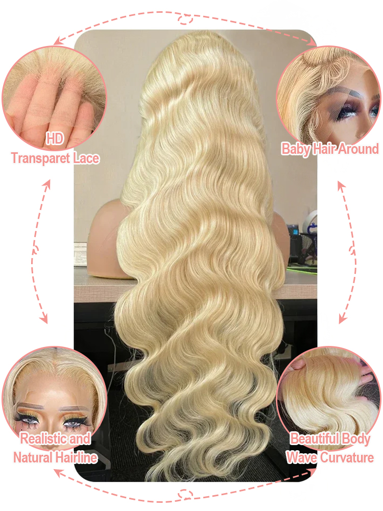 36 40 Inch 613 Honey Blonde Bo - 613 Blonde Body Wave Lace Front Wig 评论和价格