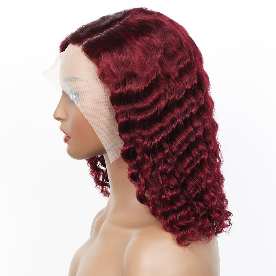 99j Burgundy Deep Bob Wig Huma - Pre Parted 13X4 Lace Front Bob Wig 评论和价格