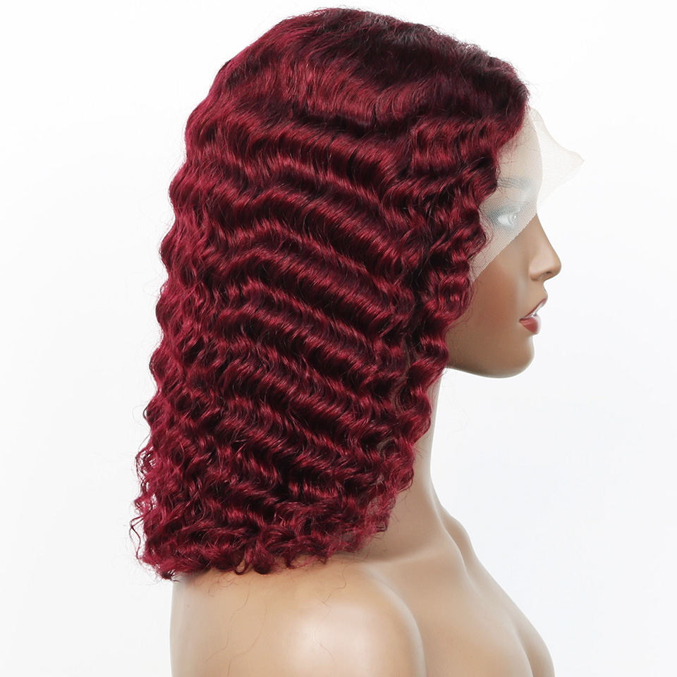 99j Burgundy Deep Bob Wig Huma - Pre Parted 13X4 Lace Front Bob Wig 评论和价格