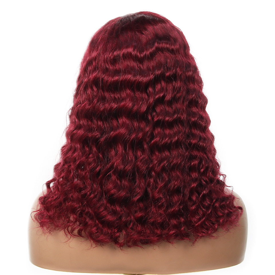 99j Burgundy Deep Bob Wig Huma - Pre Parted 13X4 Lace Front Bob Wig 评论和价格