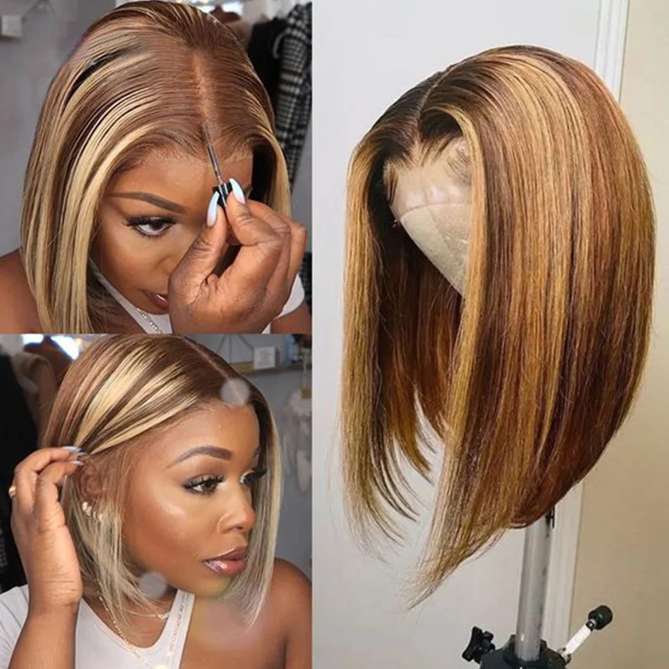 Highlight Blonde Wig Short Lac - Pre Parted 13X4 Lace Front Bob Wig 评论和价格