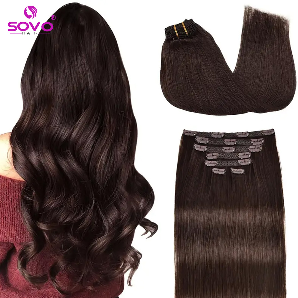 Clip-In Hair Extensions 100% R - Seamless Clip In Hair Extensions Human Hair 评论和价格